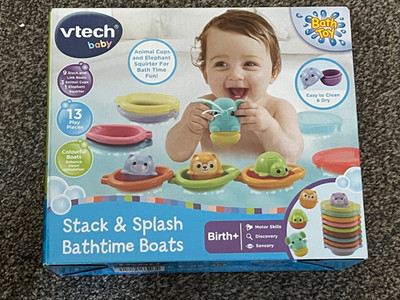 Vtech Stack and Splash Badeboote 13 Spielfiguren Elefant Squirter Neu