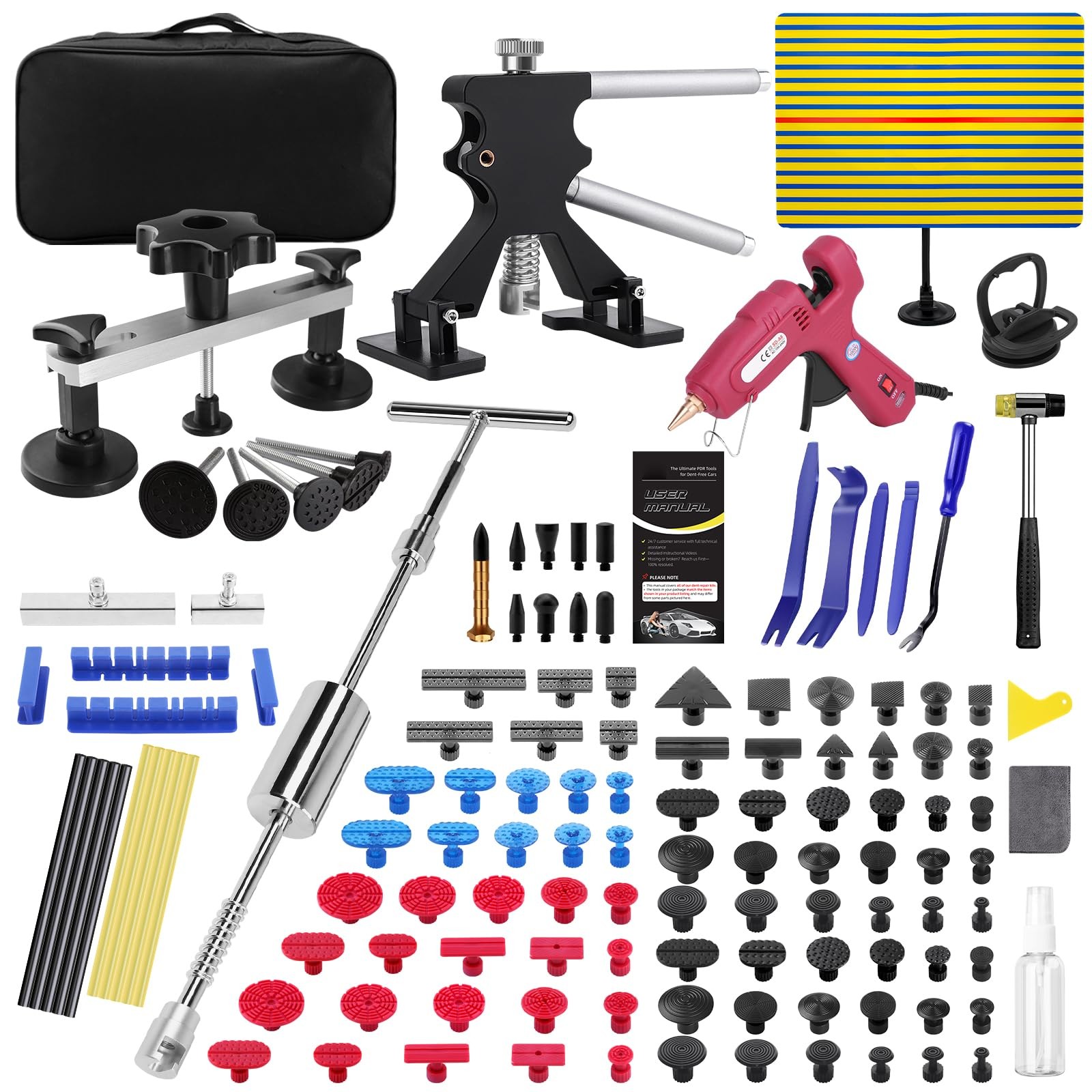 Kit débosselage sans peinture automobile en alliage d'aluminium et acier chromé