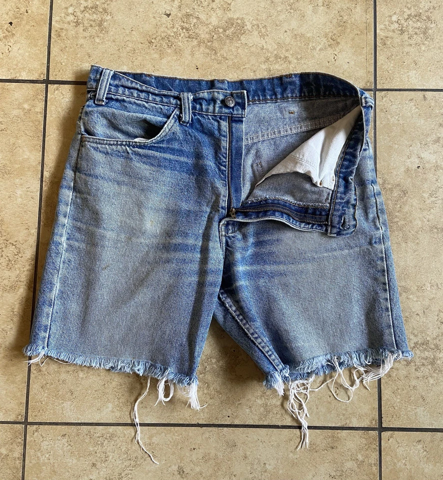 Pantalones Cortos de Denim Vintage Años 80 Levi Strauss & Co Naranja Tab Desgastados Talla 34 Foto 3 de 4