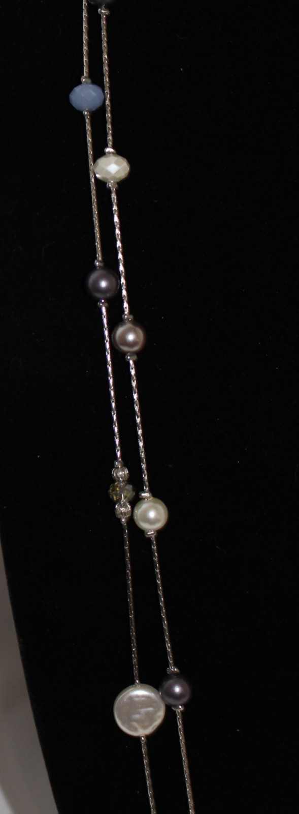 Estate Vintage Silvertone Double Strand Beaded Fa… - image 6