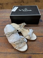 Nina Georgie-SY Gold Shimmer Sandals Rhinestone Bow Womens Size 7M