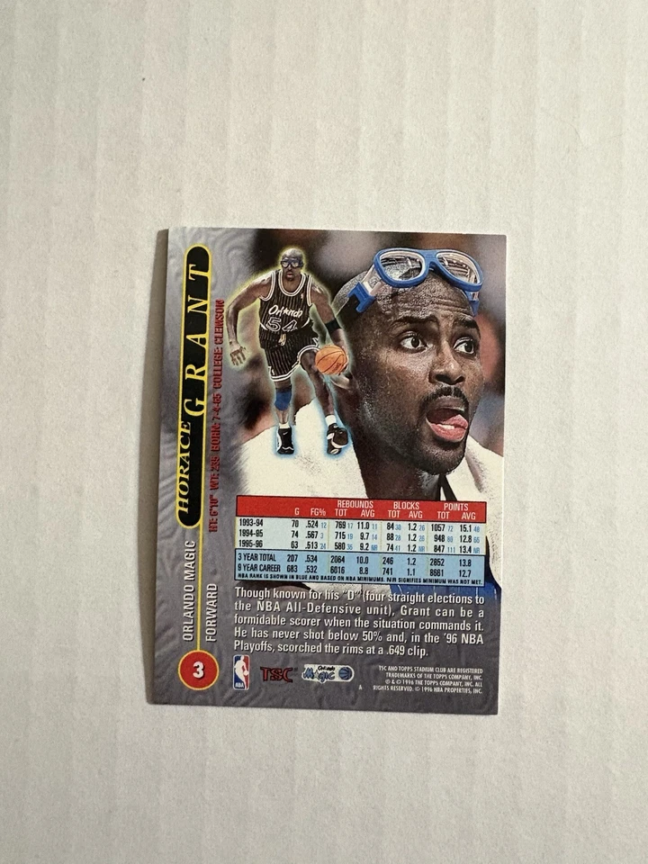 1996-97 Topps Stadium Club TSC Matrix Horace Grant #3 - Image 2 of 2