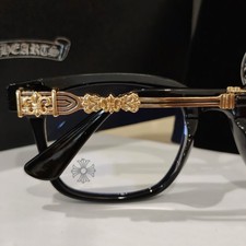 Chrome Style Hear/ts Glasses Unisex Eyewear 53-18-142 Black Gold Frame Case