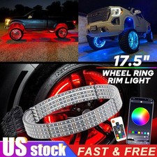 17.5 Rgb Chasing Flow Double Row Led Wheel Ring Rim Lights For Truck Car Set 17.5 Rgb Chasing Flow Double Row Led Wheel Ring Rim Lights For Truck Car Set