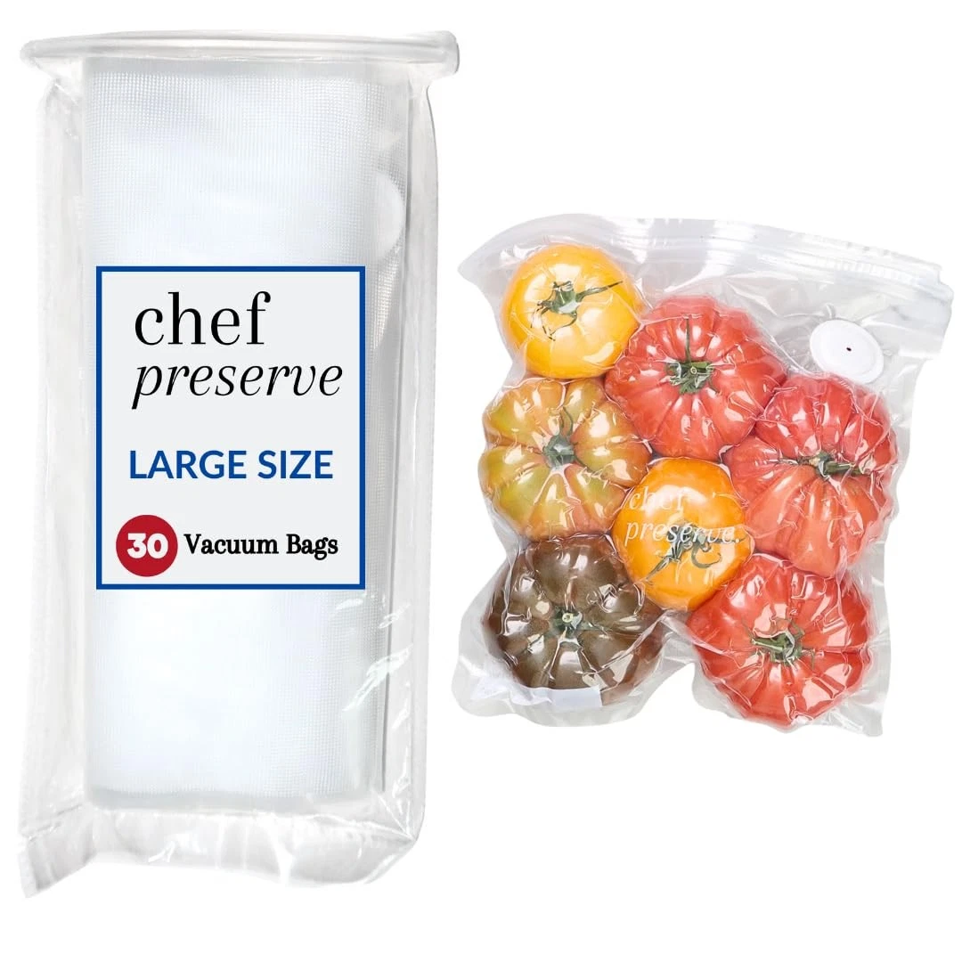 Chef Preserve Reusable Vacuum Sealer 30 Large Bags (12x13 In), Transparent
