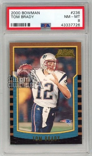 Tom Brady 2000 Bowman Football Rookie Card RC #236 PSA 8