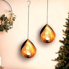 Tied Ribbons Set Wall Hanging Tea Light Candle Holders Golden Votive Sconce New