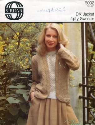 Sirdar 6002 Damen Pullover Jacke 4-fädig DK 32-38'' Vintage Strickmuster