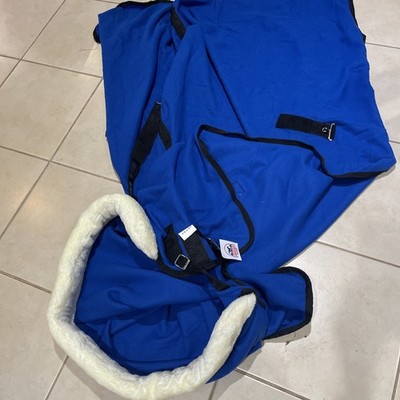 Rugged Ride 84'' Equestrian Fleece Blanket w/Cozy Neck Blue FN2320-084-RBL NWT