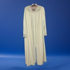 Vintage Shadowline M Nylon Peignoir Robe Nightgown Mint Green Lace Pink Rosebud