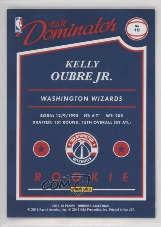 2015-16 Panini Donruss Elite Dominator Rookies Gold /10 Kelly Oubre Jr #19 RC - Image 2 of 2
