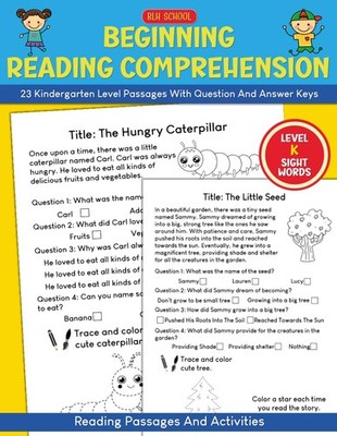 kindergarten reading comprehension workbook For Beginning: Sight Words Reading P