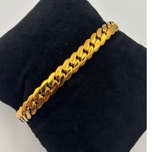 Authentic 18K Gold Plated Cuban Curb Link Bracelet 1/4" Wide 7.5–8" 18KGP Marked LDC Inc.