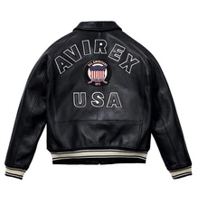 New Avirex Black Men's American Flight Bomber Leather Jacket Avirex Icon Jacket
