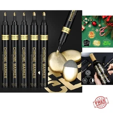 Liquid Gold Chrome Markers, Supper Golden Metallic Paint Pens, Reflective Glo...