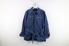 Vintage 70s Streetwear Womens 13/14 Faded Belted Lined Denim Jean Jacket Blue