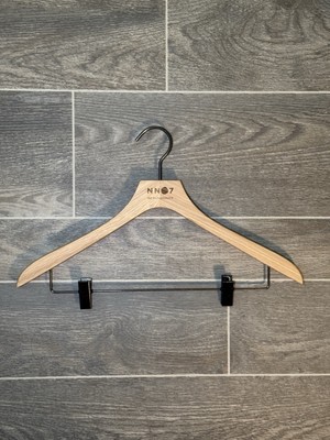 NN07 Wooden Clothes Hanger with Metal Bar   No Nationality Designer Hanger