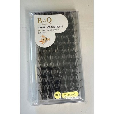 B&QLASH Lash Clusters B05 D Curl 18mm 72 PCS Cluster Eyelash Extensions C/D Curl