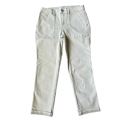 Lila Ryan cream colored flat front khaki cuffed cropped stretchy pants size 4