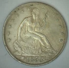 1853 Seated Liberty Silver Half Dollar Arrows and Rays Circulated XF Type Coin