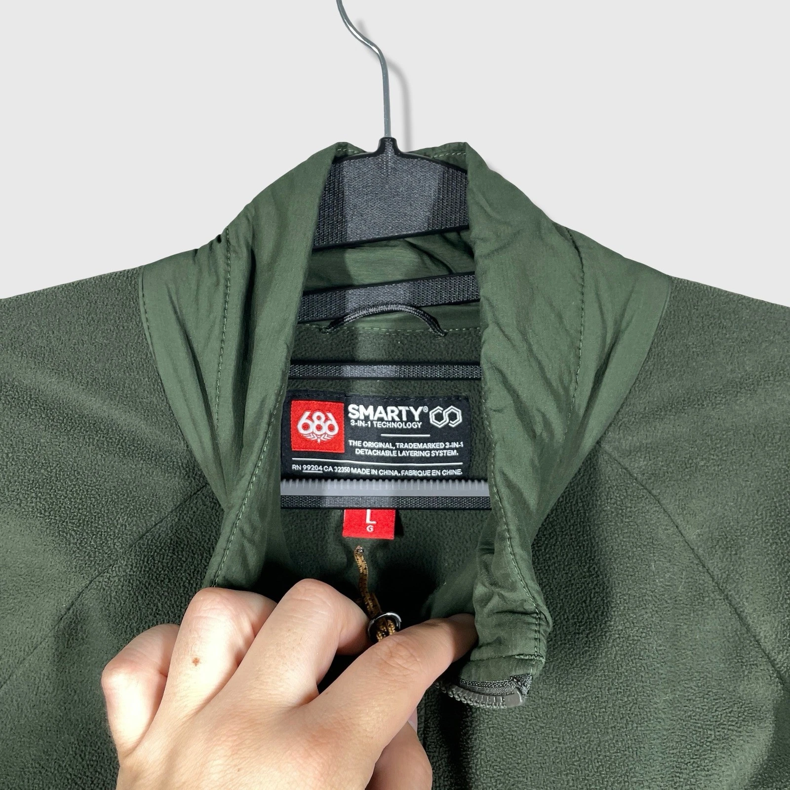 686 Smarty 3-in-1 Fleece Jacket Mens Large Green Gorpcore Outdoor Layer Ski - product detail image 4