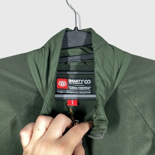 686 Smarty 3-in-1 Fleece Jacket Mens Large Green Gorpcore Outdoor Layer Ski image 4