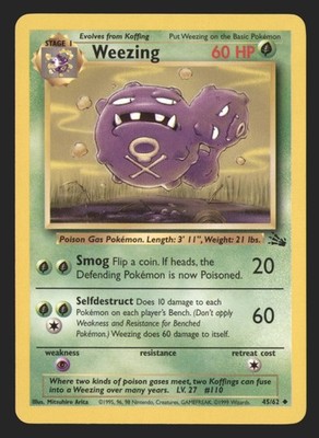 Pokemon Fossil Weezing #45/62 WOTC Uncommon