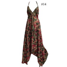 Boho Silk Halter neck Dress Beach Party Goddess Paisely Maxi Dress