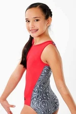 Plum Practicewear Gymnastics Leotard Flip Side Crimson Black Scrunchie Size AL