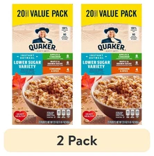 (2 pack) Instant Oatmeal, Lower Sugar Variety Pack, 1.16 oz, 20 Packets