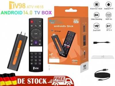 TV98 ATV H618 8K TV Smart Stick 2.4/5G dual wifi6 BT 5.0 Media Player Andriod 14