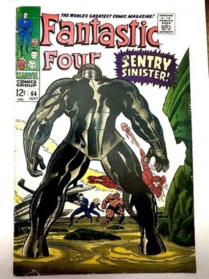   Fantastic Four #64 1967 1st App of  Kree Sentry 459 Jack Kirby Nice Mid-Grade