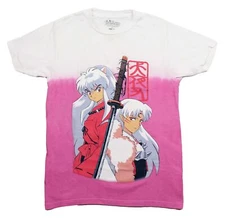 Inuyasha New Adult T-Shirt - Pictured Back to Back Against Sword Tie Dye