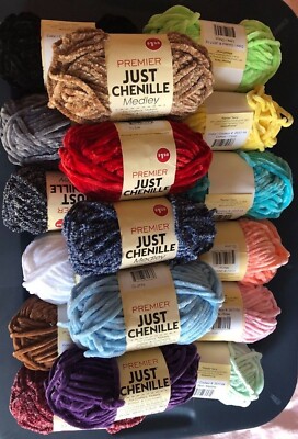 2 skeins- Just Chenille Premier Yarn- MANY NEW COLORS-DISC SHIPPING on2+