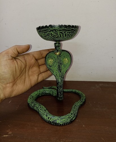 Python Serpent Statue Oil Diya Lamp Brass Reptiles Snake Sculpture Decor AJ181 - Picture 5 of 12