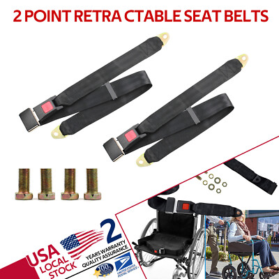 8Pcs Adjustable 2 Point Lap Seat Belt for Classic Car. Safety Strap Black