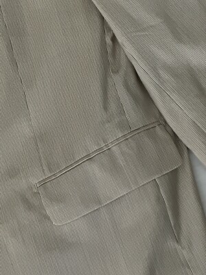HIRMER Kaiser Design Mens Blazer Beige Pinstripe Wool 48R Germany