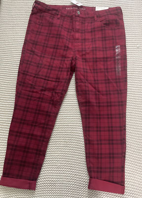 American Eagle Red Checkered Hi-Rise Jegging size 24 Next  Level Stretch