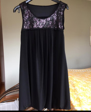 Vintage Designer Paillettenkleid Kleid Pailetten schwarz lila glitzer 20er Jahre