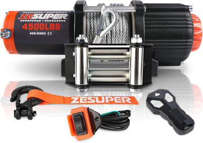 4500-Lb Waterproof Winch Waterproof IP67 Electric Winch with Hawse Fairlead, wit