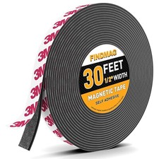 FINDMAG Magnetic Tape, Magnetic Strips with Adhesive Backing, 1 Roll 30 Feet