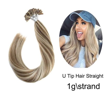 Fusion Keratin U Tip Human Hair Extensions Highlight Ash Brown