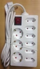 9 Compartment Power Strip with Child Protection + Switch White 1.8m Lead Socket