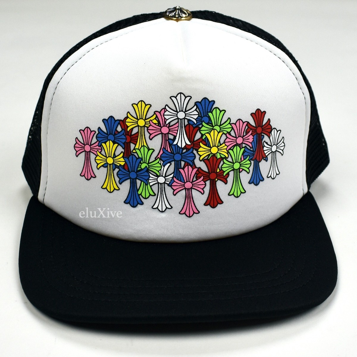 NEW Chrome Hearts Multicolor Cemetery Crosses Logo Trucker NEW Chrome Hearts Multicolor Cemetery Crosses Logo Trucker