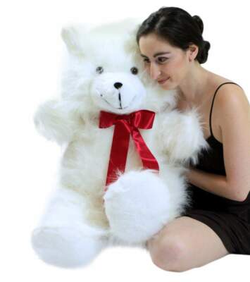 Extra Large 3 Foot White Teddy Bear 36 Inch Soft White Teddybear Made in USA