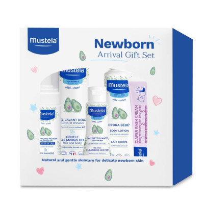 Mustela Newborn Arrival Gift Set - Baby Skincare & Bath Time Essentials - Natura