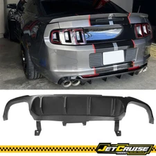 Fits 13-14 Ford Mustang GT500 2Dr Rear Bumper Lip Diffuser Matte Black + V2 Fin