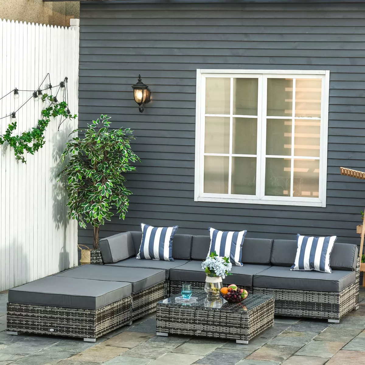 6 piece rattan dining set hot sale