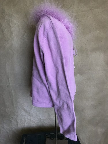Girls 4 MARIBOU Neck CARDIGAN SWEATER Purple Cotton APRIL CORNELL CORNELLOKI - Picture 5 of 7