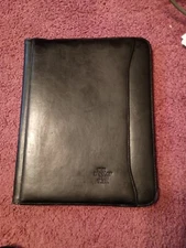  LEEDS Black Notepad Portfolio Padfolio Organizer Pockets 66887 Bank of NY Used